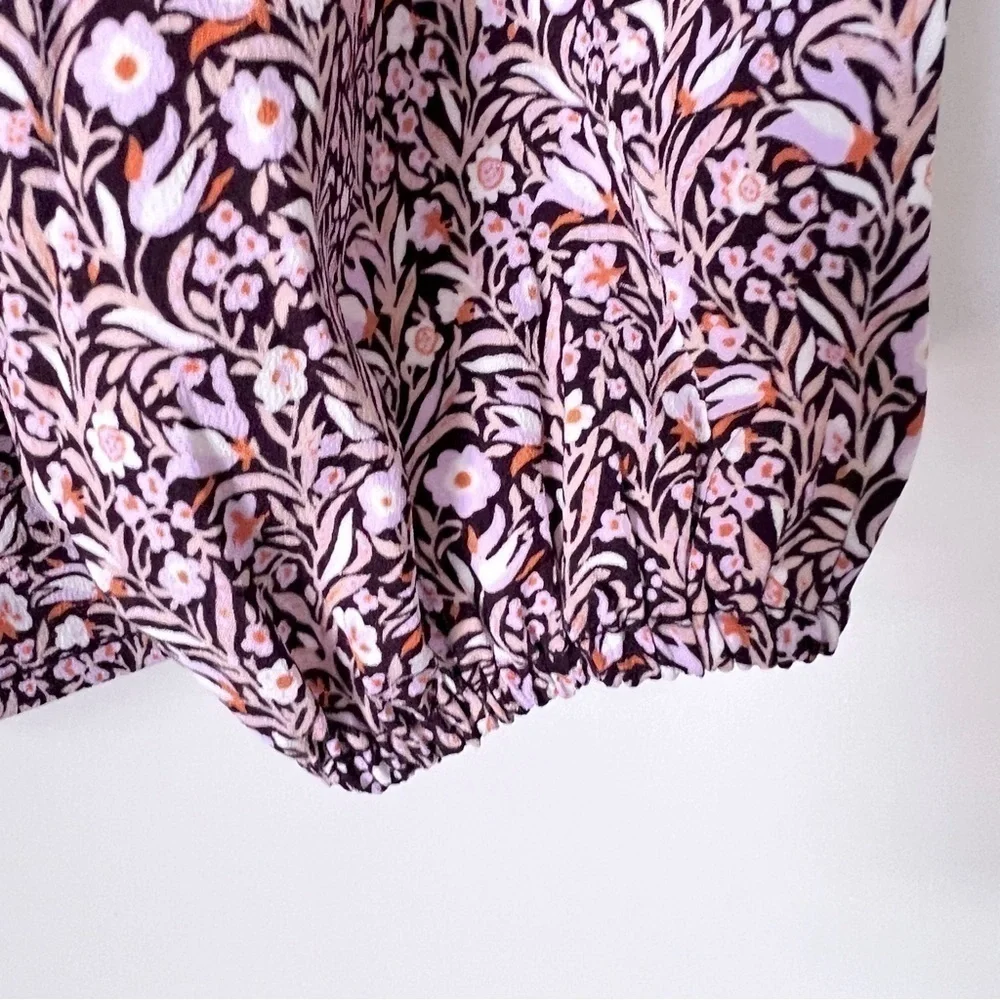 J. Crew Puff-Sleeve Satin Back Crepe Top Floral Flourish Blouse